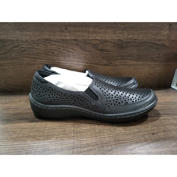 Clarks Women's Collection Cora Sky Flats Black Leather 8.5N New - Picture 3 of 10